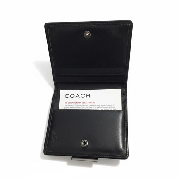 Coach Brown Leather Wallet – Tri-Fold Snap Closure - Picture 1 of 4
